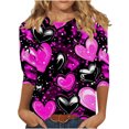 thumbnail image 1 of Haut à Manches 3/4, T-Shirt Décontracté à Manches Trois-Quarts pour Femmes : Haut Ample à Col Rond Imprimé, 1 of 6