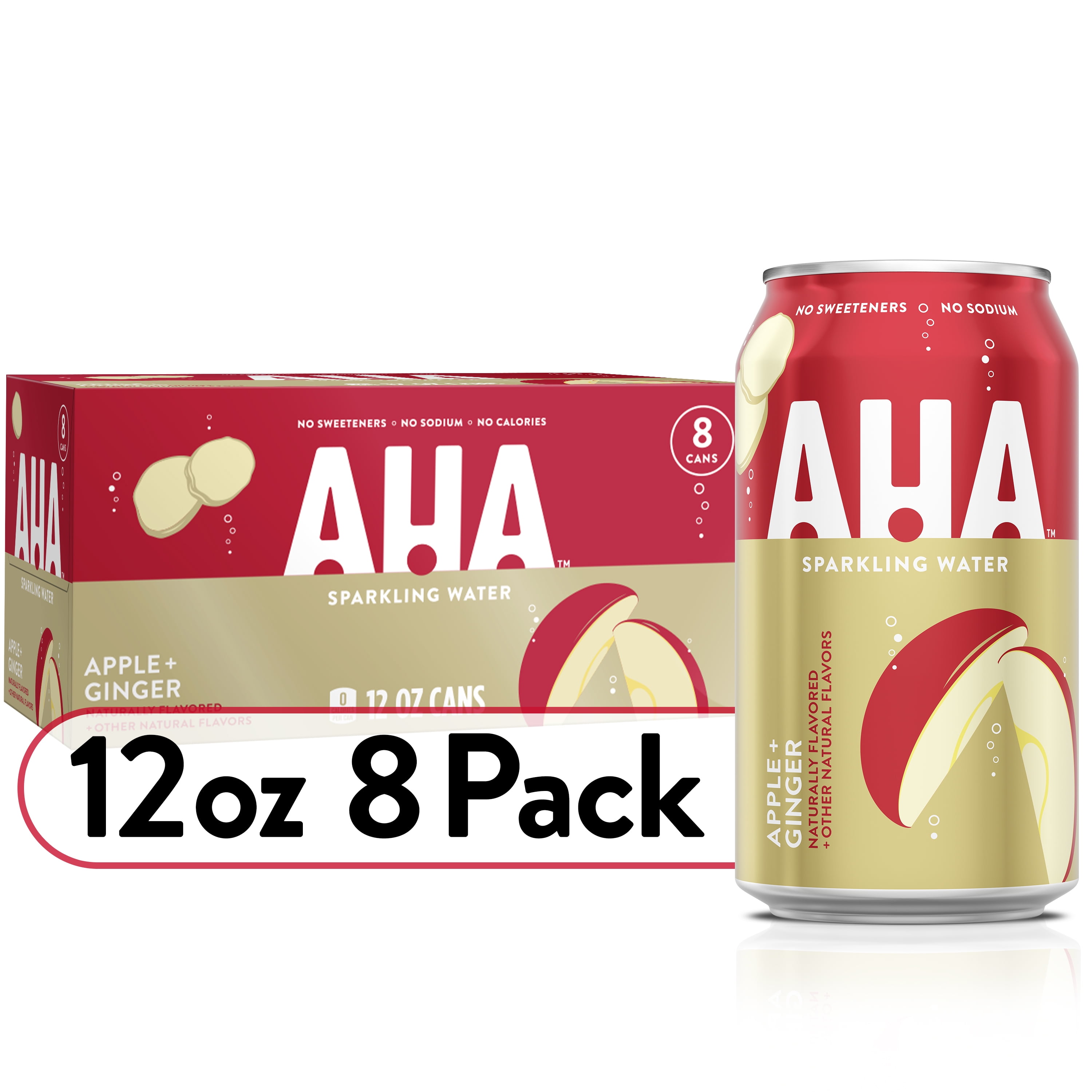 AHA Sparkling Water, Apple + Ginger Flavored Water, Zero Calories