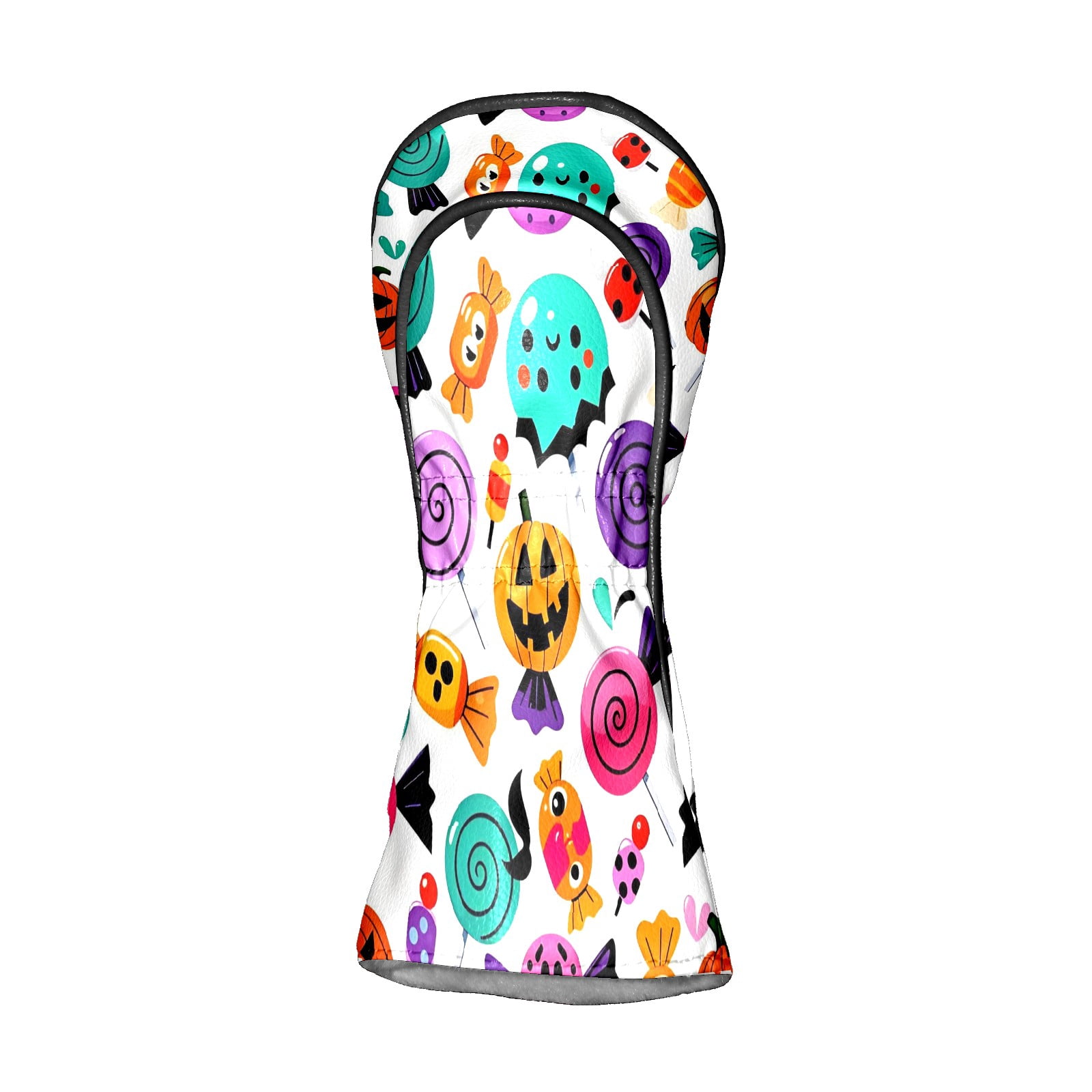 Golf Club Covers, Colorful CandySkull Premium PU Leather Driver Hybrid Putter Head Covers with Velvet Lining, Waterproof Golf Gifts for Men Women