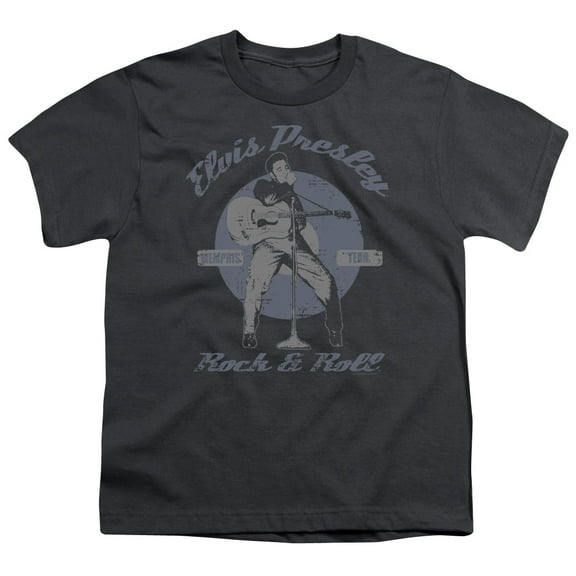 Trevco ELV212-YT-2 Elvis Presley - Rock & Roll Youth 18-1 Short Sleeve T-Shirt, Charcoal - Medium