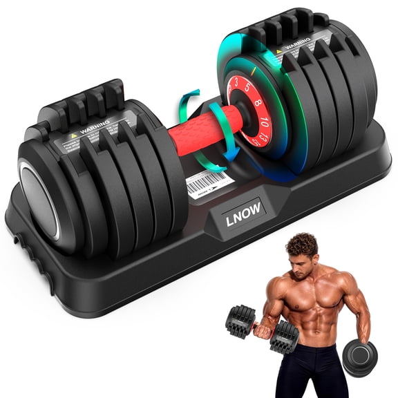 LNOW 25lbs (1 Pair) 10-in-1 Adjustable Dumbbells, Free Weights 3/5/8/10/13/15/18/20/23/25lb Dumbbell for Home Gym Exercise Equipment