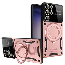 Dteck for Samsung Galaxy S24 Case with Rotatable Magnetic Ring Stand, Large Window Compatible with Magsafe Accessory, Military-Grade Protection Shockproof Phone Cover for Women Men,Rosegold