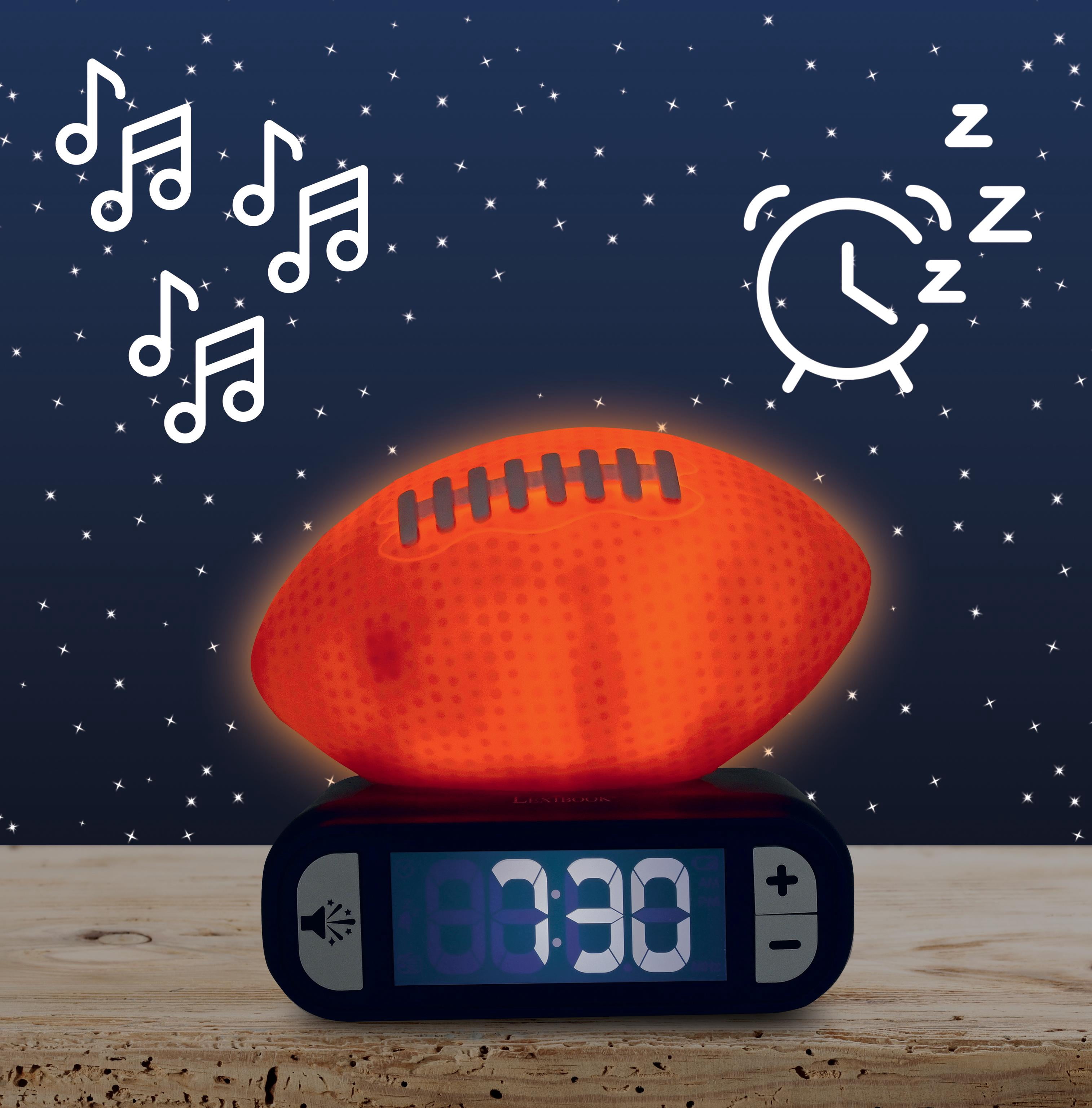 Lexibook, American Football - Night Light Alarm Clock, Sounds and Melodies, Backlit LCD Screen, Luminescent, Snooze, Orange/Blue