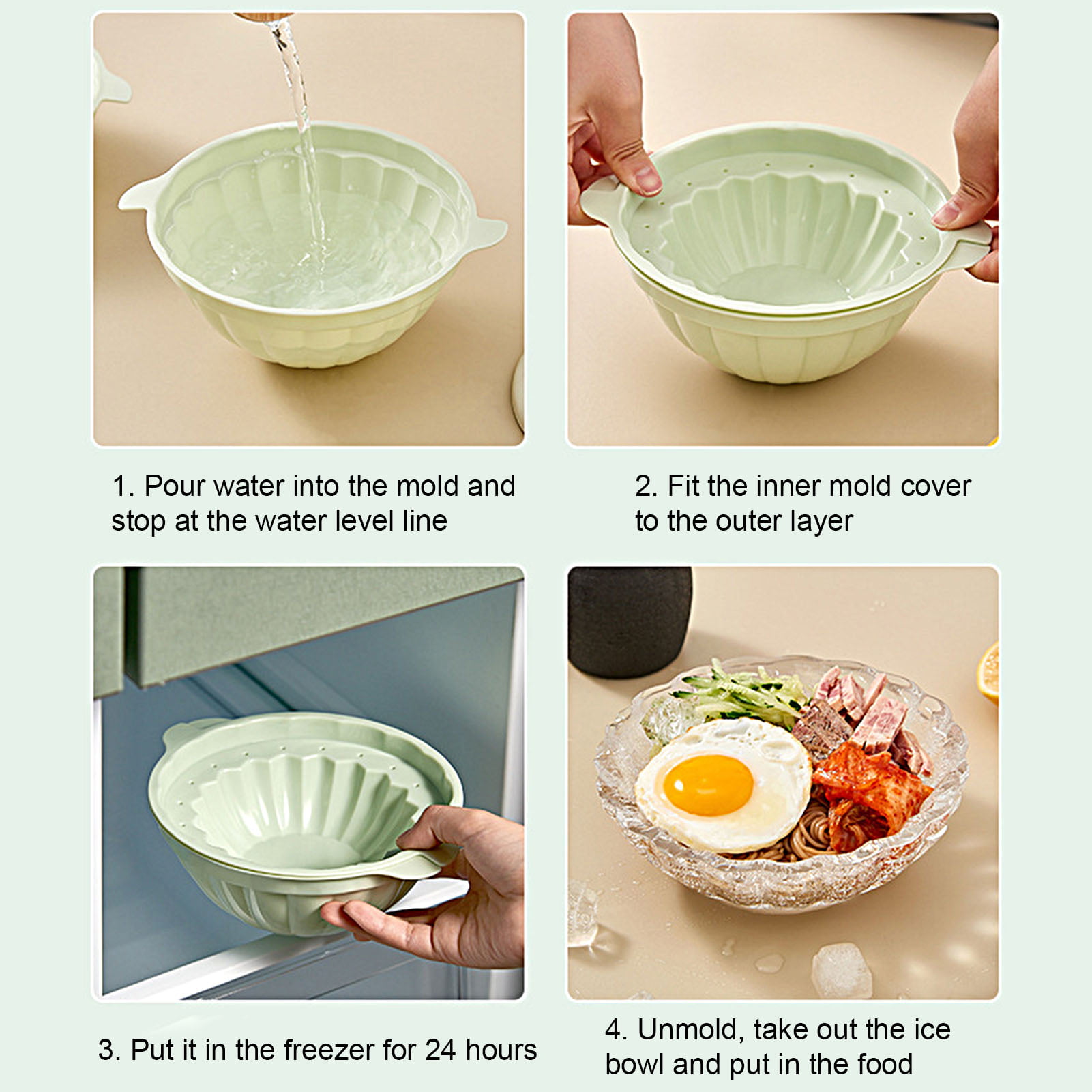 2 Pcs Ice Bowl Maker Mold Plastic Salad Ice Bowl Mold