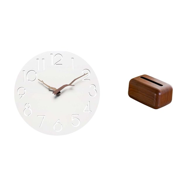 Reloj De Pared Decorativo Silencioso Y Organizador Multifuncional De Pañuelos Desechables De Polipropileno Para El Hogar, La Cocina, La Oficina O El Estudio.