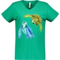 thumbnail image 3 of Inktastic Sea Turtles Swimming Together Women's V-Neck T-Shirt, 3 of 5