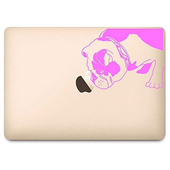 Soft Pink Brit the English Bulldog Decal for 12" Macbook