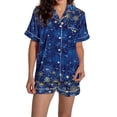 thumbnail image 2 of Kelon Ensembles de Pyjama pour Femmes en Solde Pyjamas en Dentelle pour Femmes Pyjamas pour Femmes Imprimé Graphique Soie Satin Mignon Vêtement de Nuit Boutons Manches Courtes Hauts Ensembles de Shorts, 2 of 7