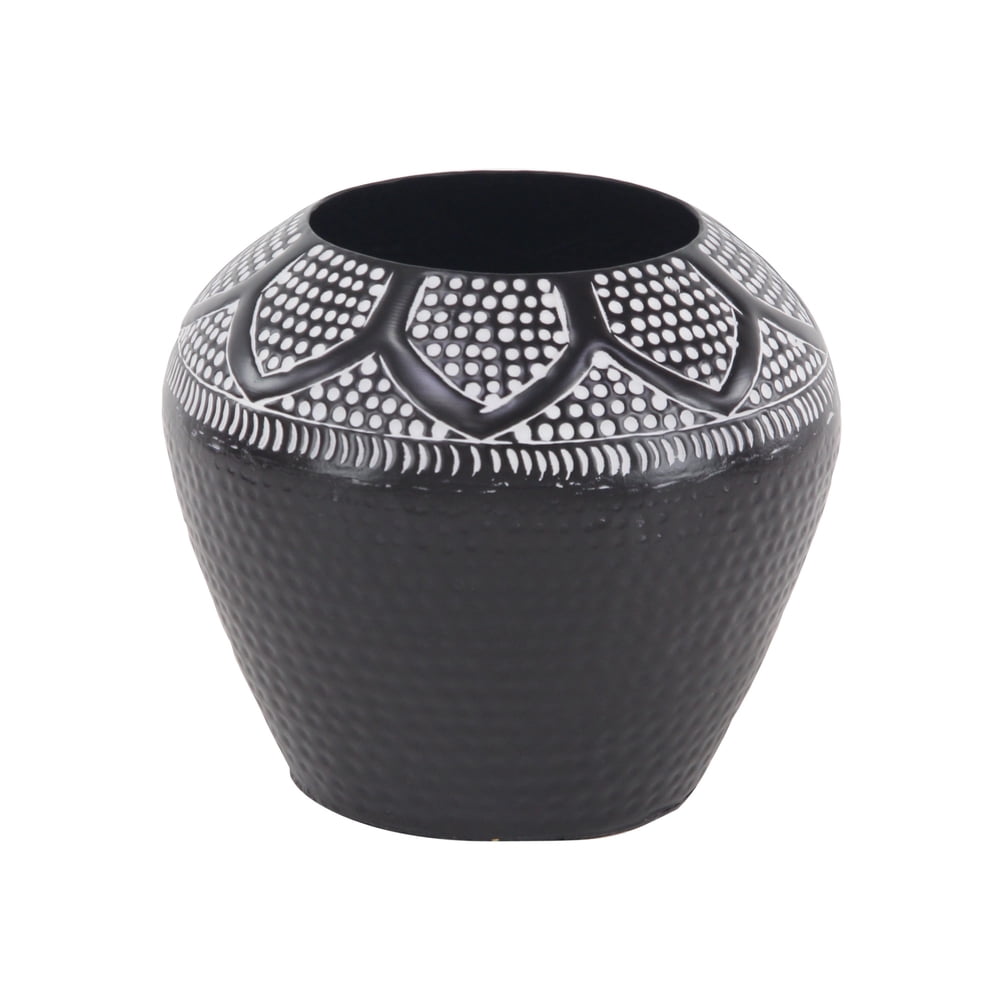 Hammered Metal Decorative Vase with Embossed Texture