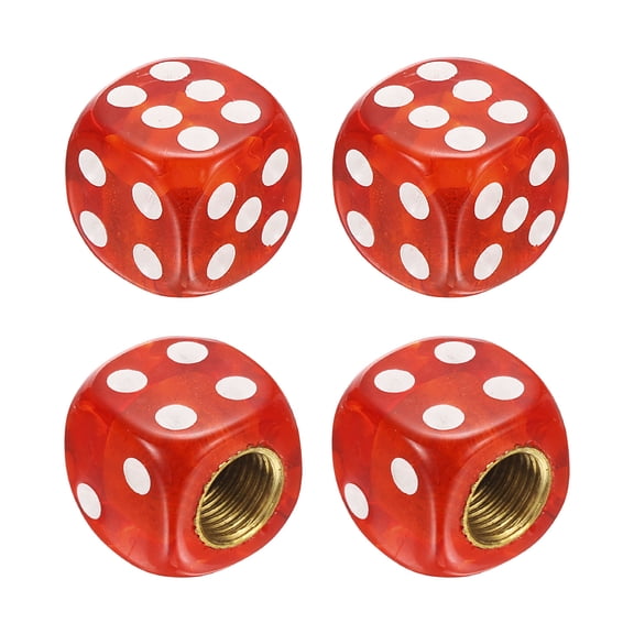 Uxcell Dice Tire Valve Stem Caps, 4PCS Universal Tire Valve Stem Cover, Red