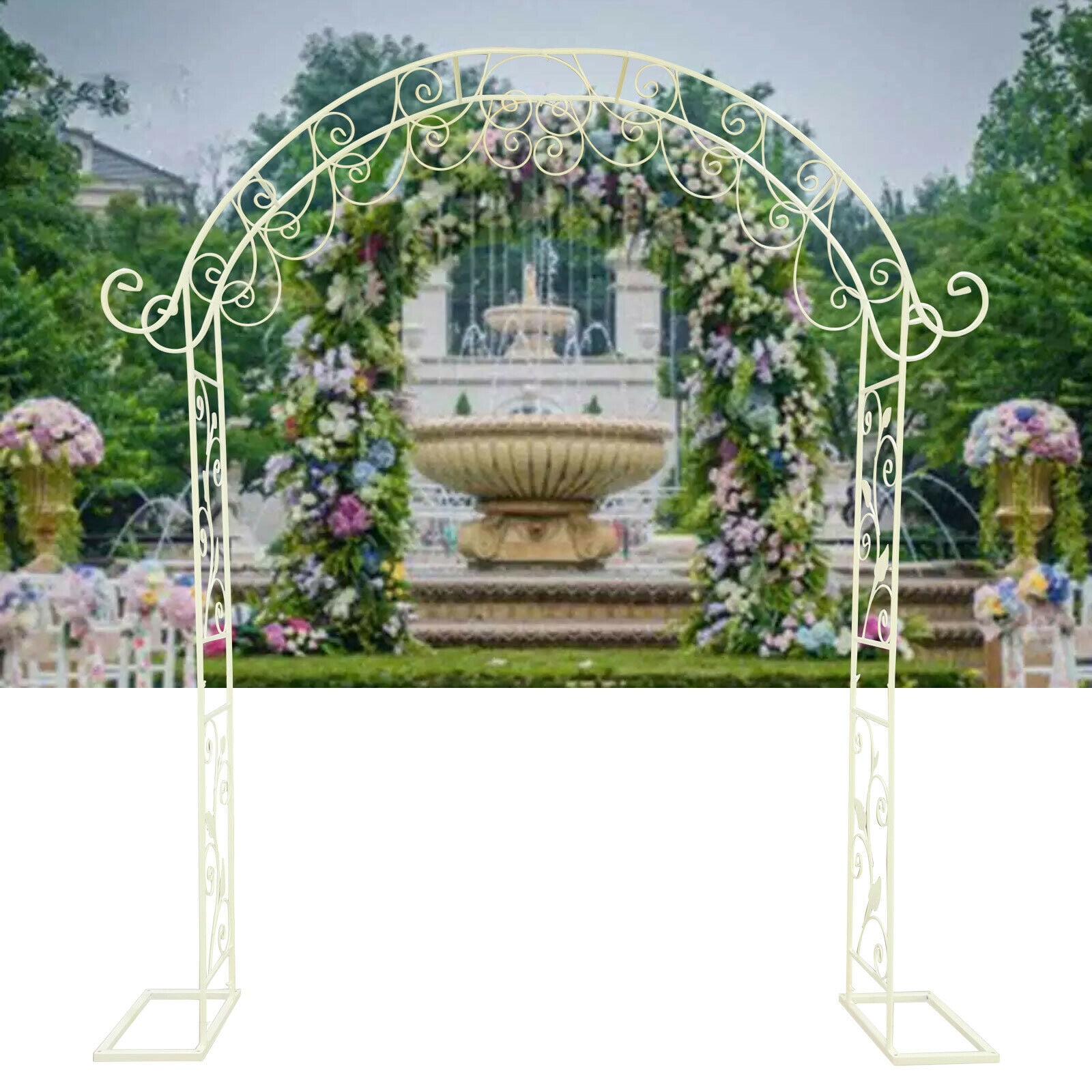 Fichiouy 7.7 Ft Metal Wedding Arch Wedding Party Background Stand ...