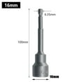 thumbnail image 1 of 100mm Long 6mm-19mm Hexagon Nut Driver Drill Bit Socket Wrench Extension Sleeve, 1 of 8