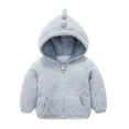 thumbnail image 3 of Popvcly 1-7T Toddler Kid Boys Girls Winter Thickened Warm Lamb Coats Dinosaur Hooded Faux Fur Fleece Jacket Zip-up Outwear, 3 of 12