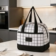 thumbnail image 4 of EDHITNR Plaid Insulated Lunch Bag，Thickened Aluminum Foil Bento Tote，Large Capacity Handheld Picnic Thermal Container, 4 of 7