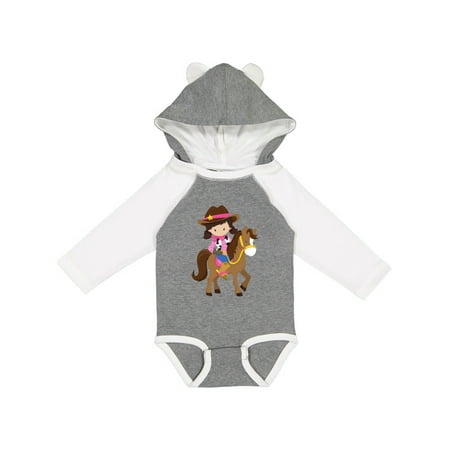

Inktastic Cowgirl Sheriff Horse Western Brown Hair Gift Baby Girl Long Sleeve Bodysuit