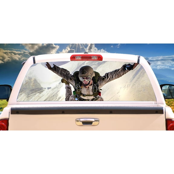 FREE FALL Rear Window Graphic truck view thru vinyl decal back