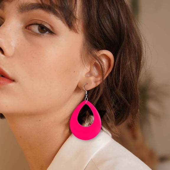 Earrings Retro 80s 90s Halloween Women's Neon Water Drop Earrings Acrylic Pendant for