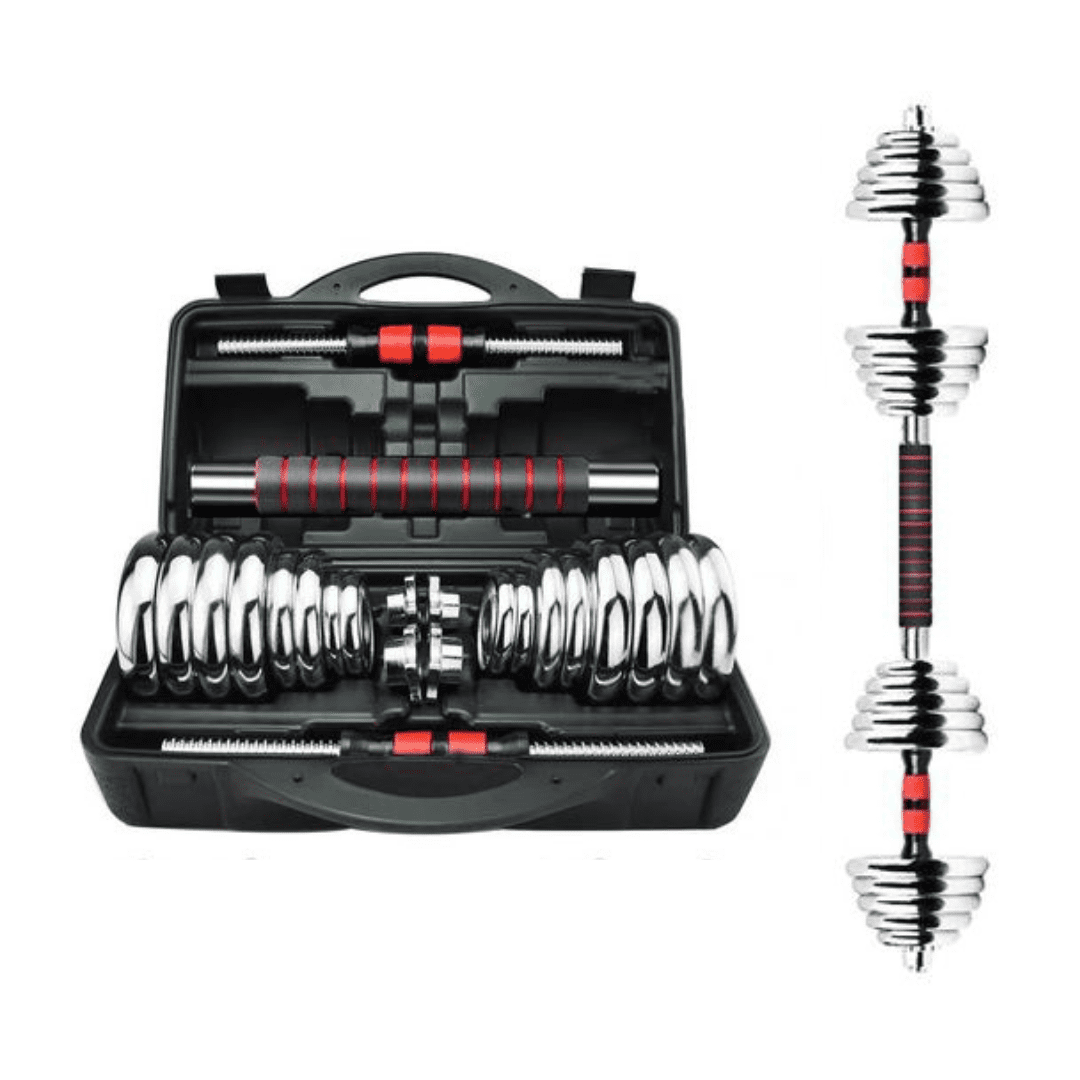 Cast Iron Adjustable Dumbbell Set CHROME YELLOW 20KG