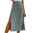 thumbnail image 2 of qolati Women's Boho Midi Skirt 2023 Casual Floral Print Side Split A-Line Skirt Trendy High Waist Pencil Skirts for Casual, Party, Beach, 2 of 7
