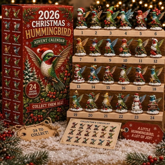 2026 Hummingbird Advent Calendar, 24 Day 2D Christmas Countdown with Bird Themed Daily Surprises for Holiday Home Decor and Nature Lover Gifts