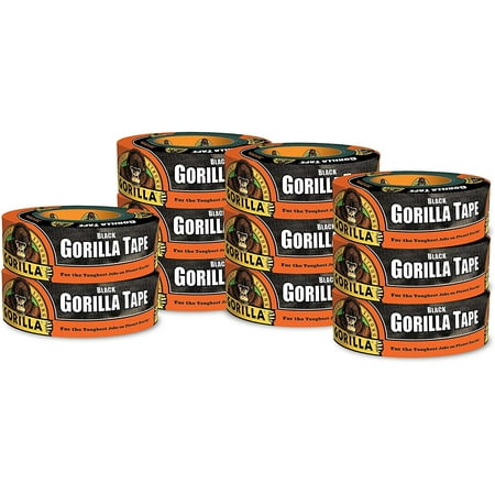 Gorilla Tape, Black Duct Tape, 1.88" x 35 yd, Black, (Pack of 11)