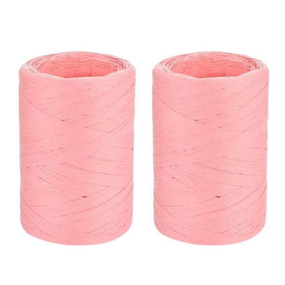 Raffia Paper Ribbon 98 Yard Raffia String Paper Rope Handmade Paper Craft Cord Bright Pink / 2 Pcs