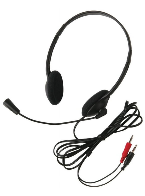 Califone 3065AV Lightweight On-Ear Stereo Headset with Gooseneck Microphone, Dual 3.5mm Plugs, Black, Each