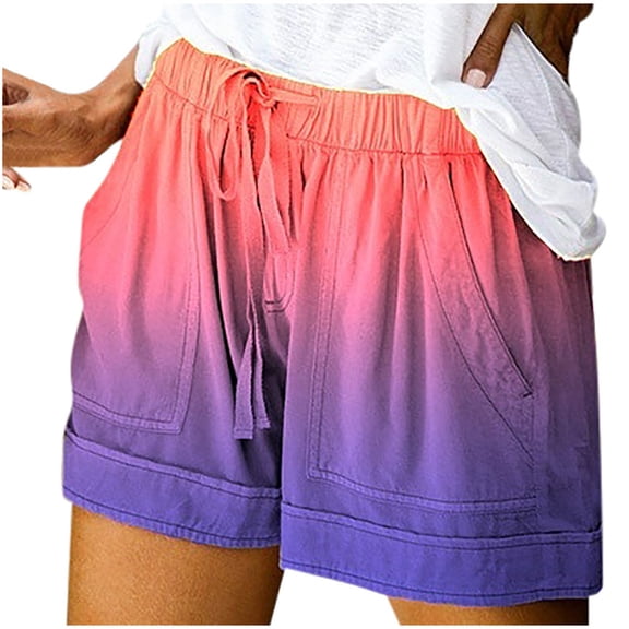 Shorts for Women Summer Comfy Elastic Casual Women's Shorts with Pockets Waist and Tie-Dye Pattern for Everyday Wear Multicolor 4XL