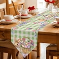 thumbnail image 2 of Easter Bunny Table Runner Linen Burlap Table Runner 72 Inches Long Spring Easter Eggs Floral Sage Green Check Dresser Scarves for Kitchen Island Coffee Dining Party Wedding Holiday Decor 14"x72", 2 of 8
