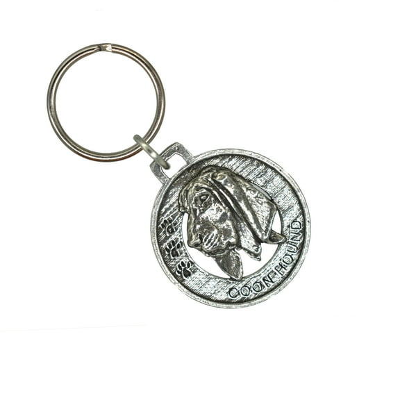 Coon Hound Keychain, D060KC, 1 1/2 Inch, Dog, Hunting Breed, Metal, Pet, Gift, Handcrafted in the USA, Assortment of Dog Breed Designs Available, 100% American Made