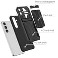 thumbnail image 2 of Heavy Duty Case for Samsung Galaxy S25 Plus Credit Card Holder Cover with Kickstand, Military Grade Dual-Layers Rugged Shockproof Lens Protection Case for Samsung Galaxy S25 Plus, Black, 2 of 9