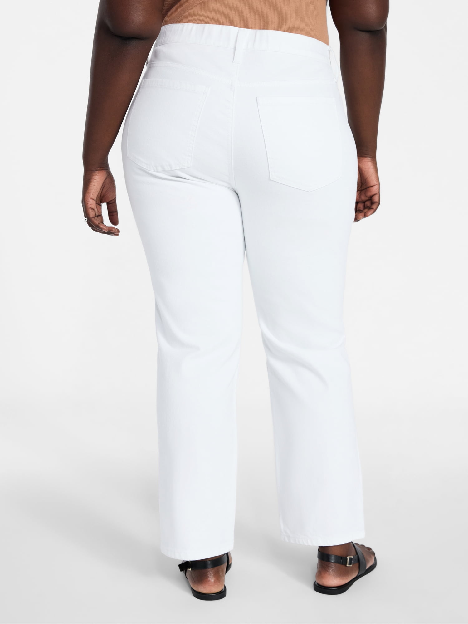 Terra & Sky Women's Plus Signature High Rise Straight Leg Jeans with Control Panel, Sizes 16W-28W