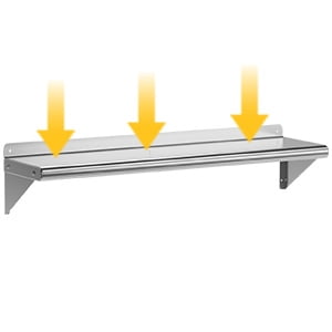 Stainless Steel Shelf,Wall Mounted Commercial Stainless Steel Shelves with Backsplash & Brackets,Heavy-Duty Floating Metal Shelving for Restaurant Kitchen Garage Utility Room