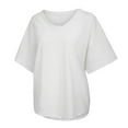 thumbnail image 4 of Fesfesfes Women Plus Size Womens Tops Women Casual Summer Solid Short Sleeves Plus Size Top T-Shirt Blouse Women's T-Shirts 2XL(US:12), 4 of 7