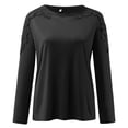 thumbnail image 2 of FEIJIBA Workout Shirts Women Elegant Tops Fashion Solid Lace Splice Long Sleeve Round Neck Tunic Shirt Blouse Pullover Women's Clothing Black, 2 of 7