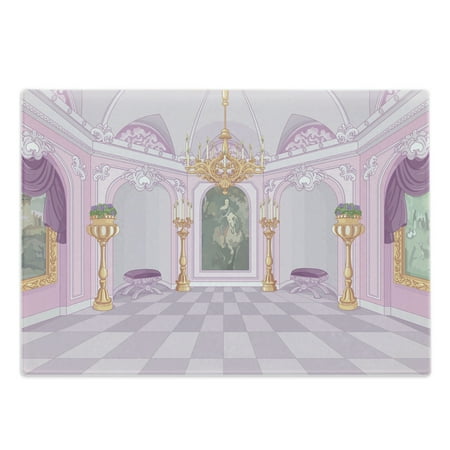 

Castle Cutting Board Girly Style Cartoon of Palace Interiors Fantasy World in Pastel Decorative Tempered Glass Cutting and Serving Board in 3 Sizes by Ambesonne
