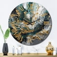 thumbnail image 3 of Designart "Ink On Stone Gold Teal Elegance" Abstract Oversized Wall Clock, 3 of 5