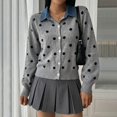 thumbnail image 5 of Endives Cardigan Sweaters for Women Denim Collar Button-Front Ribbed Knit Cardigan Sweater Long Sleeve Casual Fall Top S, 5 of 6