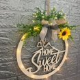 thumbnail image 4 of 12 Inch Home Sweet Home Wreath Wooden Sweet Home Sign with LED Light Rustic Sunflower Wreath Welcome Sign, 4 of 7