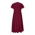 thumbnail image 5 of Wedding Guest Dress for Women High Low Short Sleeve Ruffle Hem Dress A-Line Flowy Cocktail Party Summer Dresses, 5 of 8