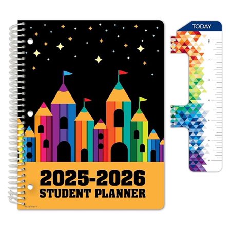 2025-2026 Elementary Student Planner 8.5x11 - Dated Weekly & Monthly Academic Planner (Large) with Ruler/Bookmark & Stickers Ideal for Homework Style Pencil Castle