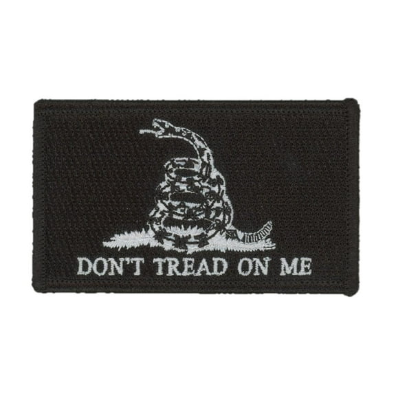 Hero's Pride "Don't Tread on Me" Patch, Black/White with Black Border, Hook Backing