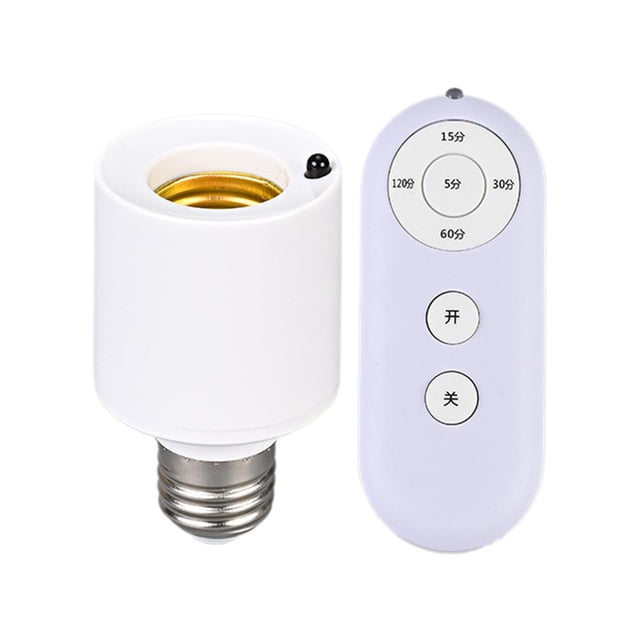 Lttoisl Wireless Smart E27 Lamp Holder with Remote Control, Timer Function Light Socket Adapter, AC 180-240V, 5-8m Range, White ABS, Energy Saving