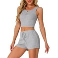thumbnail image 4 of INSPIRE CHIC Conjunto de Pijamas de Dos Piezas para Mujeres, Top de Tirantes de Punto Acanalado con Pantalones Cortos, Color Gris, 4 of 5