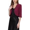 thumbnail image 4 of INSPIRE CHIC Women's 3/4 Sleeve Cardigan Open Front 2026 Elegant Cocktail Bolero Shrug for Dress M Dark Burgundy, 4 of 5