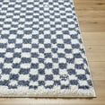 thumbnail image 4 of BoutiqueRugs Kieu Modern Checkered Shag Rug - High Pile Fluffy Shag Carpet for Hallway, Nursery, Playroom, Girls Boys Room - White, Blue - 6'7" x 9' (6x9), 4 of 19