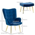 thumbnail image 3 of HOMCOM Modern Accent Chair with Ottoman Upholstered Armchair Dark Blue, 3 of 10