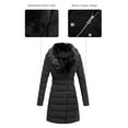thumbnail image 2 of Giolshon Leather Puffer Jacket, Winter Coats for Women Bubble Padded Long Coat with Detachable Faux Fur Collar, 2 of 6