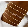 thumbnail image 2 of 5-piece Bracelet Set, Women's Alloy Round Bead Heart Chain, Minimalist Box Chain Bracelet, 2 of 5