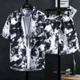 thumbnail image 2 of Conjunto de camiseta y pantalones cortos negros para hombre, camisetas de playa de dos piezas a la moda, novedad, camisetas y tops, conjunto de camiseta y pantalones cortos para hombre, moda a juego p, 2 of 4
